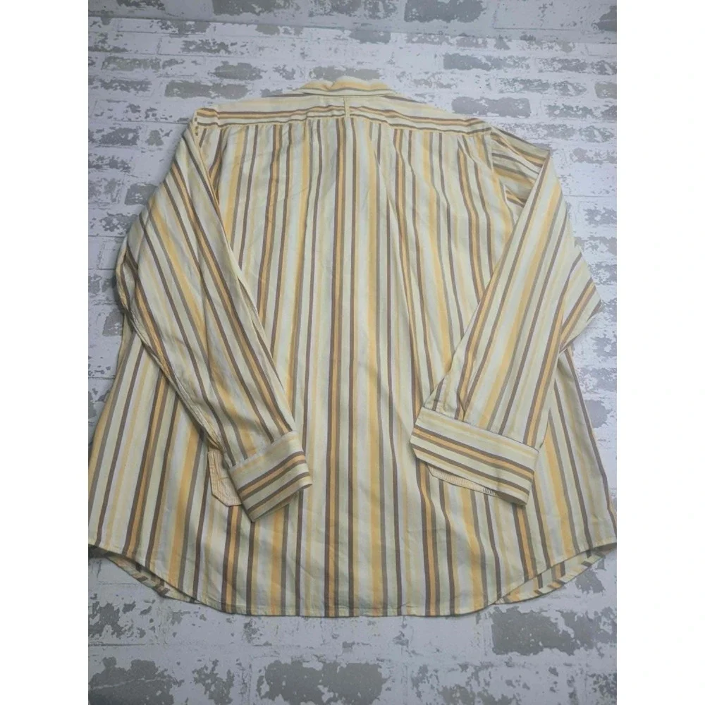 Banana Republic Long Sleeve Yellow Striped Button Down Shirt Mens XL 100% Cotton
